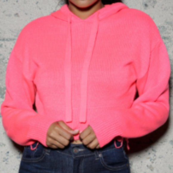 Pink Distressed Sweater Hoodie - Picture 1 of 8